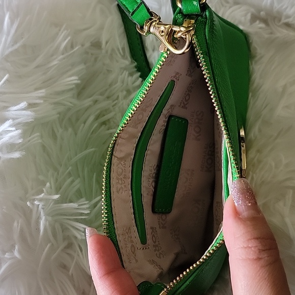 MK Green Leather Wristlet - Picture 3 of 5